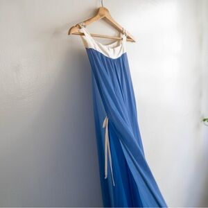 Vintage Blue Chiffon Slip Dress | Sheer Overlay | Tie Detail | Ethereal Maxi